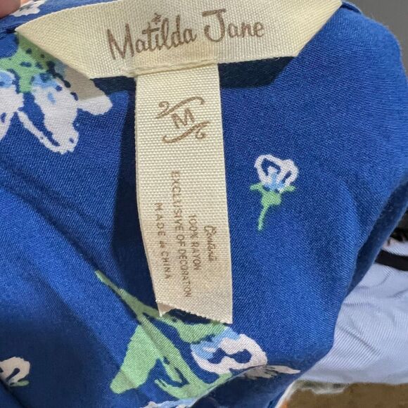 Matilda Jane Womens Blue Floral Flowy Dress M Day Tripping Boho Long Sleeve - Picture 2 of 15